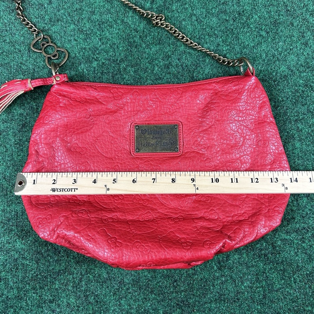 Loungefly Hello Kitty Purse Red Chain Bow Strap Tassel Bag Travel All Over Print - Picture 16 of 16